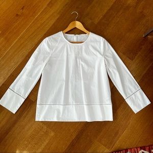COS White Crew Neck Long-Sleeve Blouse 100% Cotton